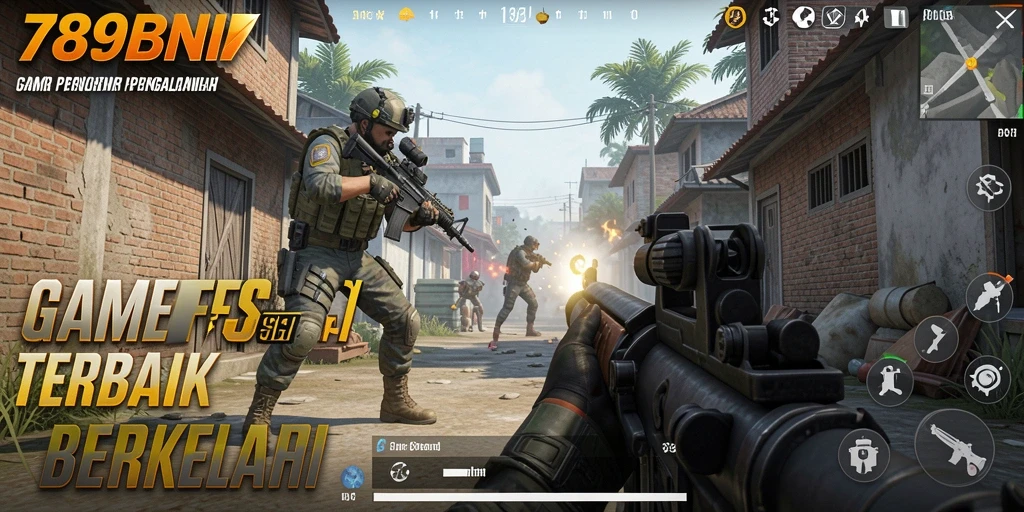 Tampilan aksi intens di dalam game FPS 789BNI.