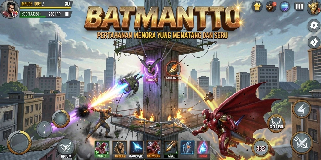 Screenshot menunjukkan momen intens dalam gameplay Tower Defense.