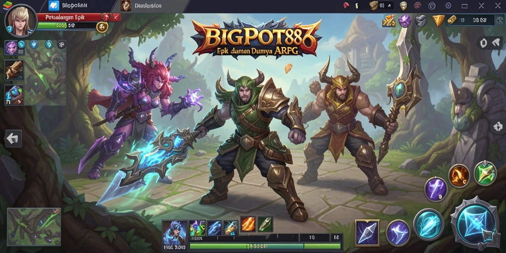 Tampilan aksi mendebarkan dalam permainan ARPG BIGPOT88.