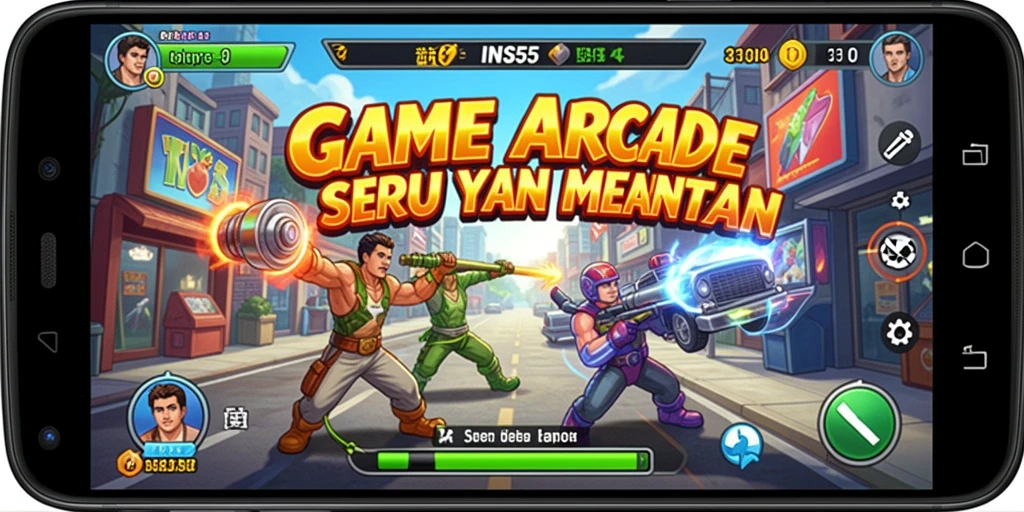 Tampilan menarik dari gameplay INS55 di level yang menantang.