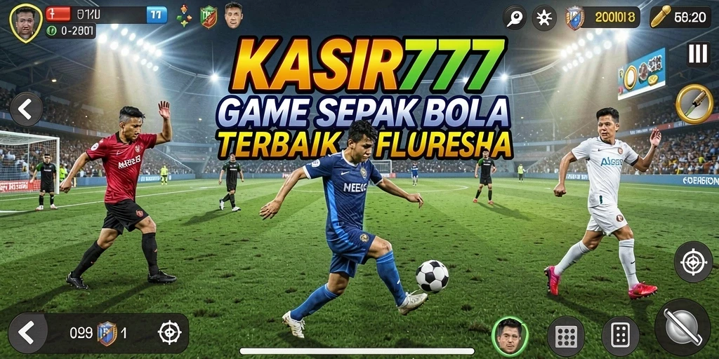 Tampilan gameplay menarik dengan aksi sepak bola yang seru.