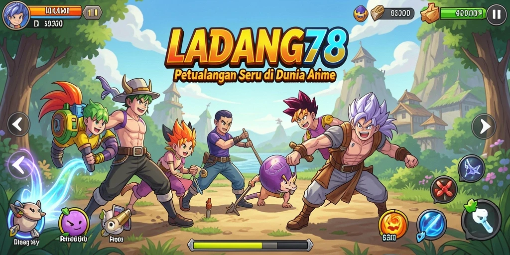 Tampilan bermain <strong>LADANG78</strong> dengan karakter anime yang menarik.
