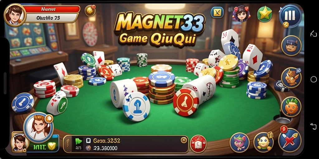Screenshot gameplay MAGNET33 menunjukkan suasana seru dan kompetitif QiuQiu.