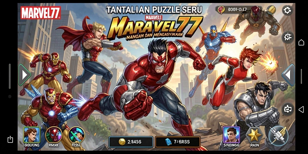 Screenshot gameplay MARVEL77 yang menampilkan tantangan puzzle seru.
