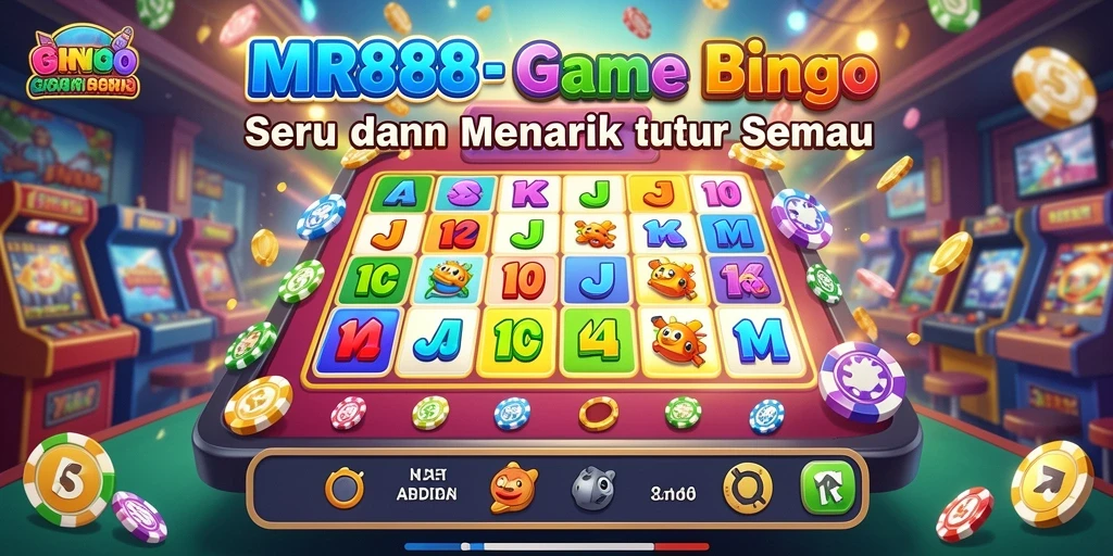 Screenshot utama MR888 menampilkan gameplay seru Bingo yang penuh warna.