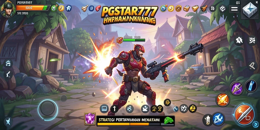 Tangkapan layar menunjukkan aksi seru pertahanan menara dalam PGSTAR777.