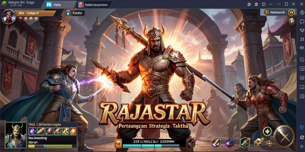 Tangkapan layar RAJASTAR menampilkan aksi pertempuran yang intens dan strategis.