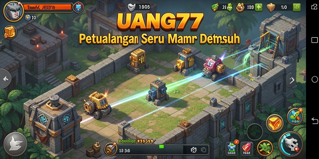 Screenshot menunjukkan aksi mendebarkan gameplay Tower Defense.